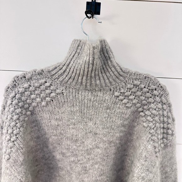 FREE PEOPLE XS Bradley Textured grey crop roll neck acrylic woman sweater boho - Picture 15 of 15